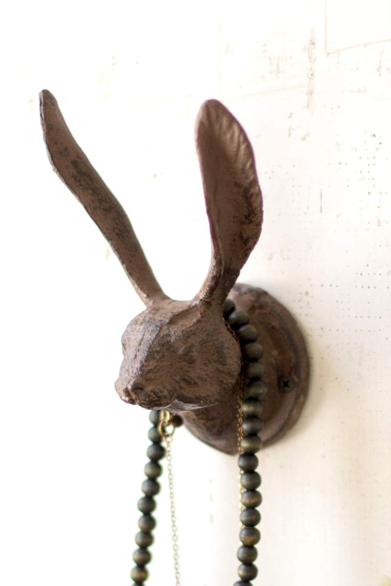 Kalalou CXX2234 KALALOU Rustic Cast Iron Rabbit Wall Hook, One Size, Brown